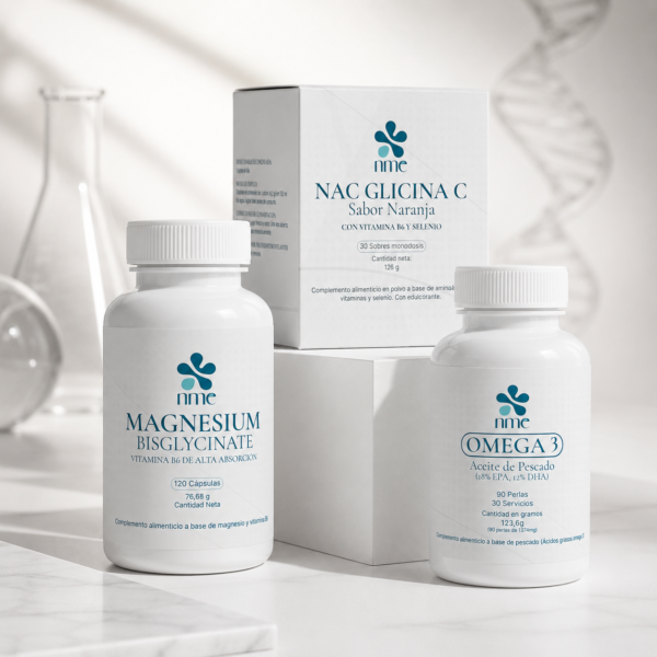 Protocolo longevidad NME Magnesio Omega 3 NAC Glicina C pack completo